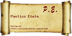 Pavlics Etele névjegykártya